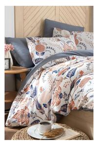 Siva/bež posteljina za bračni krevet/za produženi krevet s uključenom plahtom/4-dijelna 200x220 cm Floral – Mila Home