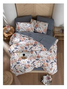 Siva/bež posteljina za bračni krevet/za produženi krevet s uključenom plahtom/4-dijelna 200x220 cm Floral – Mila Home