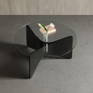 Crni okrugao stolić za kavu sa staklenom pločom stola 87x87 cm Madera – Umbra