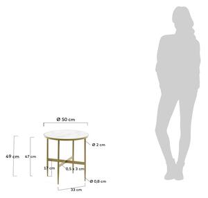 Okrugli pomoćni stol s pločom stola u mramornom dekoru ø 50 cm Elisenda – Kave Home