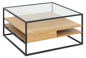 Stolić za kavu sa staklenom pločom stola u prirodnoj boji 80x80 cm Randolf – Actona