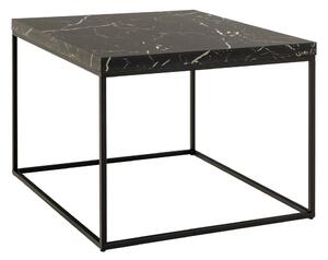 Crni stolić za kavu s pločom stola u mramornom dekoru 60x60 cm Barossa – Actona
