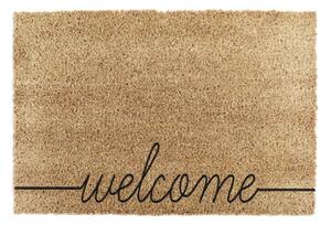Crni otirač od prirodnog kokosovog vlakna Artsy Doormats Welcome Scribbled, 40 x 60 cm