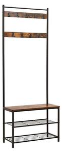 Vješalica HENRY s klupom i stalkom za cipele u industrijskom stilu, 32x70x175 cm, smeđa/crna Vasagle