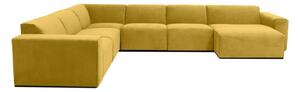 Žuta baršunasta modularna sofa u obliku slova U Scandic Sting, desni kut