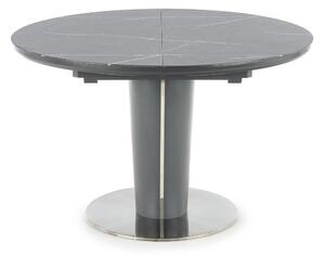 Stol Houston 958Tamno sivo, Sivi mramor, 76cm, EstensioneNastavak za produživanje, Kaljeno staklo, Metal