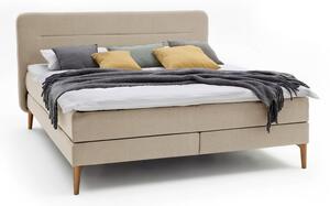 Bež tapecirani bračni krevet s madracem Meise Möbel Massello, 160 x 200 cm