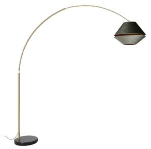 Mjedena lučna svjetiljka s crnim i dvostrukim baršunastim sjenilom zelene boje - XXL