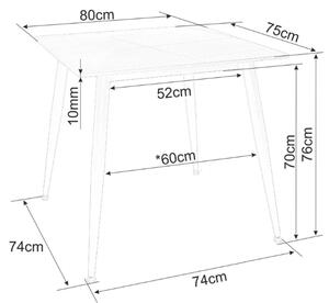 Blagovaonski stol RION 80x80 cm s keramičkom pločom, crni mramor