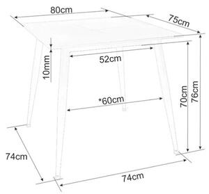 Blagovaonski stol RION 80x80 cm s keramičkom pločom, bijeli mramor