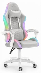 Gaming stolica HC-1000 sivo-bijela LED RGB tkanina
