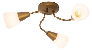 Klasični stropni reflektor zlatni s mat staklom okrugli 3-light - Madi