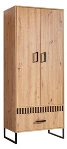 Ormar Akron P100Crna, Artisan hrast, 196x80x50cm, Porte guardarobaVrata ormari: Klasična vrata