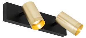 Stropni reflektor crni sa zlatnim podesivim 2 svjetla - Jeana Luxe
