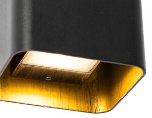 Moderna zidna svjetiljka crna uklj. LED IP54 četvrtasta - Evi