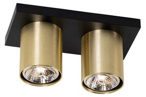 Moderni stropni reflektor crni sa zlatnim 2 svjetla - Tubo