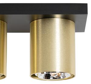 Moderni stropni reflektor crni sa zlatnim 4 svjetla - Tubo