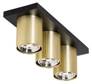 Moderni stropni reflektor crni sa zlatnim 3 svjetla - Tubo