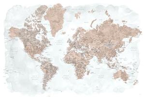 Umjetnički tisak Blursbyai - Neutral world map, (60 x 40 cm)