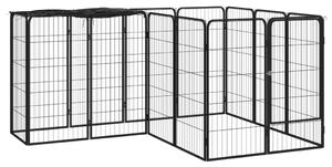 VidaXL Ograda za pse s 14 panela crna 50 x 100 cm čelik obložen prahom