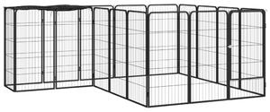 VidaXL Ograda za pse s 18 panela crna 50 x 100 cm čelik obložen prahom