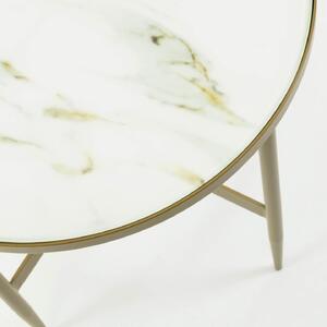 Elisea stakleni stolić za kavu u bijeloj boji sa zlatnom čeličnom strukturom 100 x 50 cm