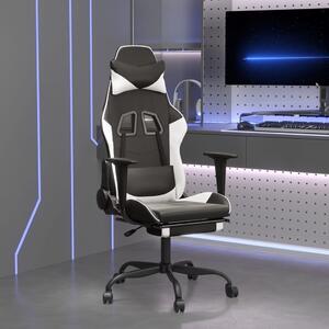 VidaXL Igraća stolica od umjetne kože s osloncem za noge Crno-bijela