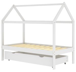 VidaXL Okvir za dječji krevet s ladicom od borovine bijeli 80 x 160 cm