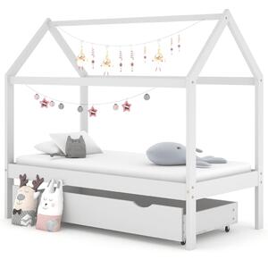 VidaXL Okvir za dječji krevet s ladicom od borovine bijeli 80 x 160 cm