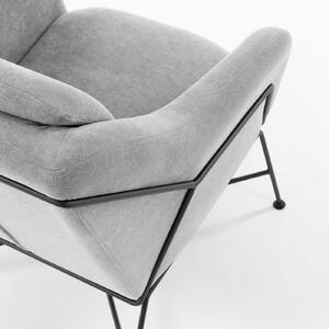 Fotelja Bidra u svijetlo sivoj boji s čeličnom strukturom