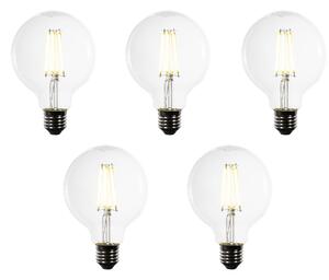 Set od 5 E27 LED žarulja G95 prozirne 3,8W 806 lm 3000K