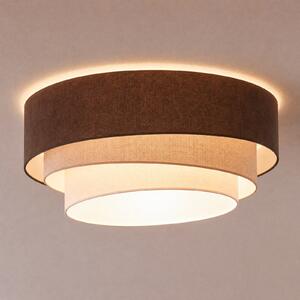 Duolla Stropna lampa Trio, smeđa/bež, Ø 60 cm, tkanina, E27, Smeđa / hrđa, Kuhinja, Tkanina / tekstil
