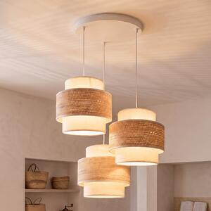 Duolla Prostorna viseća lampa, ekru/bež, za 3 žarulje, tkanina, E27, Bež, spavaća soba, Tkanina / tekstil