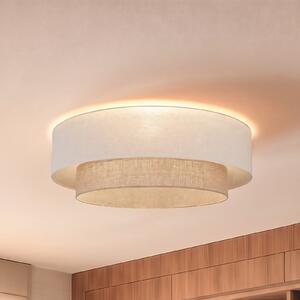 Duolla Boho stropna lampa, bež/jut, Ø 80 cm, tkanina, E27, Bež, Područje hodnika, Tkanina / tekstil