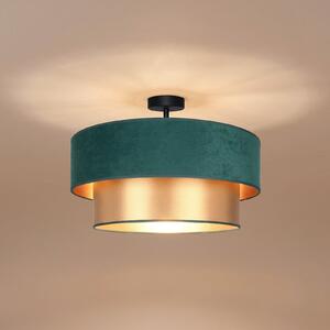 Duolla Stropna lampa Dorina, zelena/zlatna, Ø 60 cm, tkanina, E27, Zelena, Kuhinja, Tkanina / tekstil