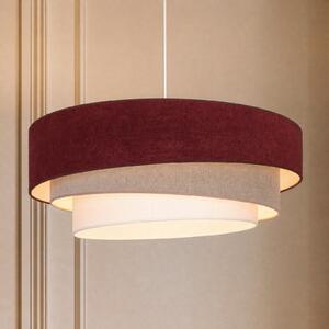 Duolla Trio viseća lampa, tamnocrvena/bež, Ø 60 cm, tkanina, E27, Crvena, Dnevni boravak/blagovaonica, Tkanina / tekstil
