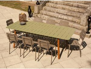 Zeleno-smeđi metalni vrtni blagovaonski set za 8 osoba Alicante - Ezeis