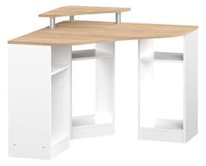 Bijeli radni stol s pločom u dekoru hrasta 94x94 cm - TemaHome