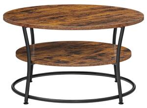 Stolić za kavu, okrugli stolić za kavu s policom, rustikalno smeđi, 80X45 cm | VASAGLE