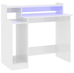 VidaXL Radni stol s LED svjetlima bijeli 97x45x90 cm konstruirano drvo