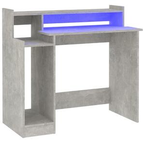 VidaXL Radni stol s LED svjetlima sivi 97x45x90 cm konstruirano drvo