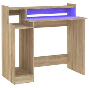 VidaXL Radni stol s LED svjetlima hrast 97x45x90 cm konstruirano drvo