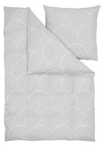 Siva posteljina za bračni krevet od pamuka Westwing Collection Arcs, 200 x 200 cm