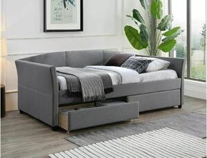 Sivi tapecirani krevet LANTA 90 x 200 cm