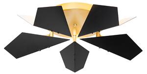 Dizajnerska stropna lampa crna sa zlatnim 5 svjetla - Sinem