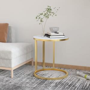 VidaXL Bočni stolić zlatni s bijelim mramorom 45 cm od kaljenog stakla
