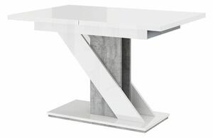 Stol Goodyear 105Boja betona, Sjajno bijela, 76x80x120cm, EstensioneNastavak za produživanje, Laminirani iveral, Laminirani iveral