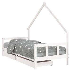 VidaXL Okvir za dječji krevet s ladicama bijeli 90x190 cm od borovine