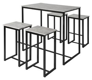 Barski set stol i stolice sivi