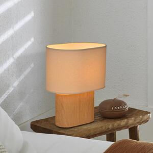 COREP Stolna lampa Santorini, svijetlo drvo/bež, 38 cm, lan/keramika, Bež, Dnevni boravak/blagovaonica, Keramika